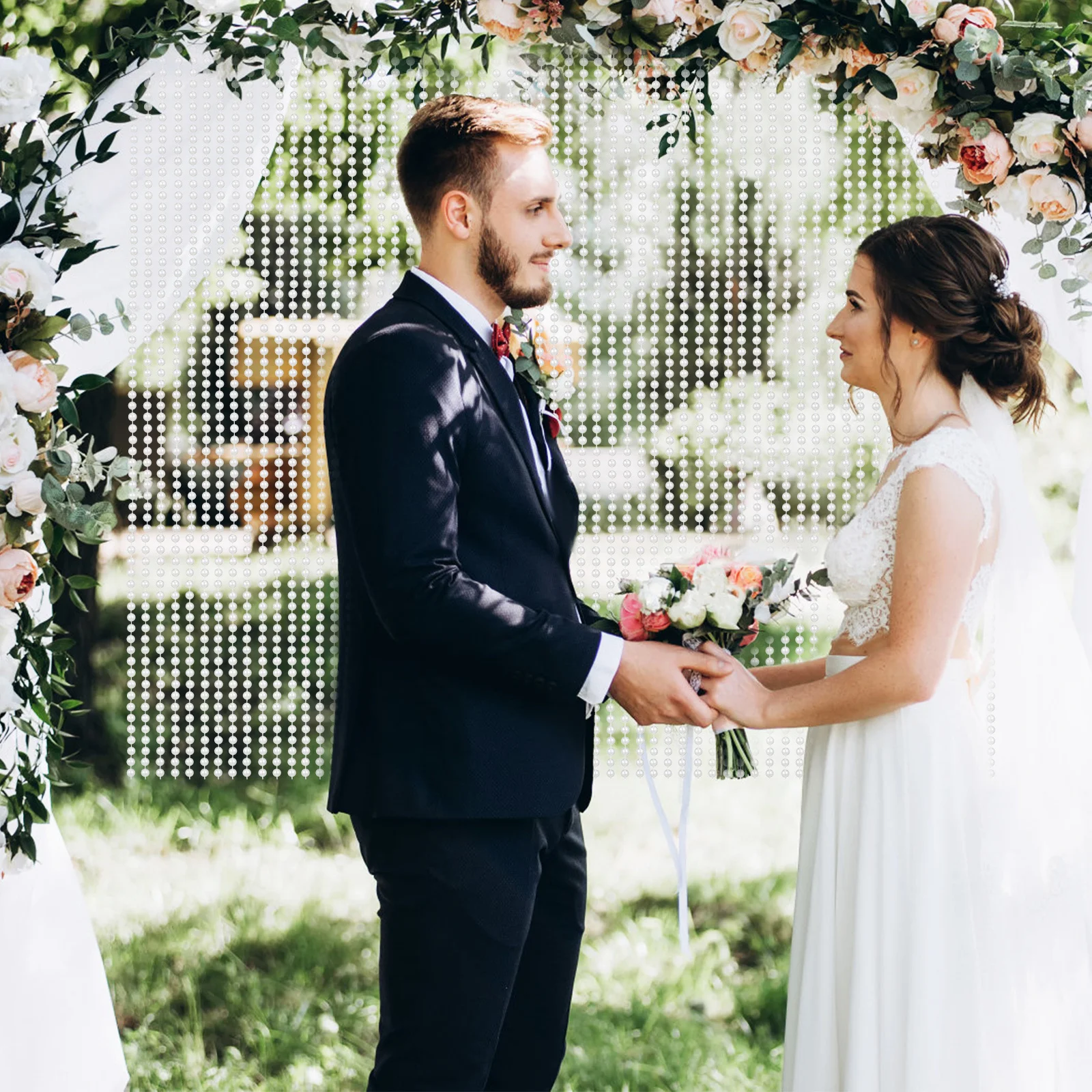 

1 рулон 24 м, декоративная гирлянда из искусственного жемчуга, прочная режущая отделка из бисера для украшения свадебного платья, украшения для вечеринки, веревочные украшения