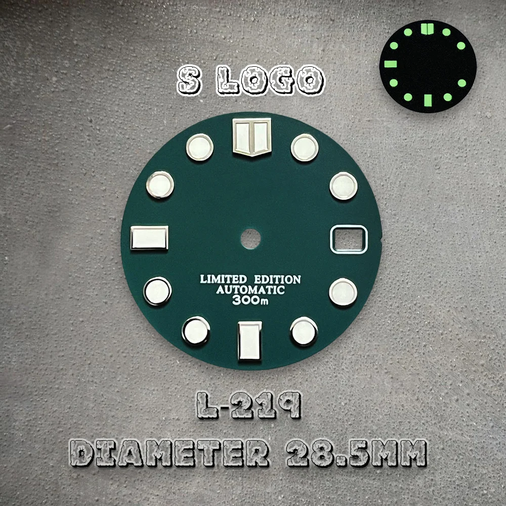 جودة عالية 28.5 مللي متر S شعار NH35 الطلب الأخضر مضيئة لحركة NH35/NH36 NH35 ساعة إصلاح الملحقات ﻿ ﻿