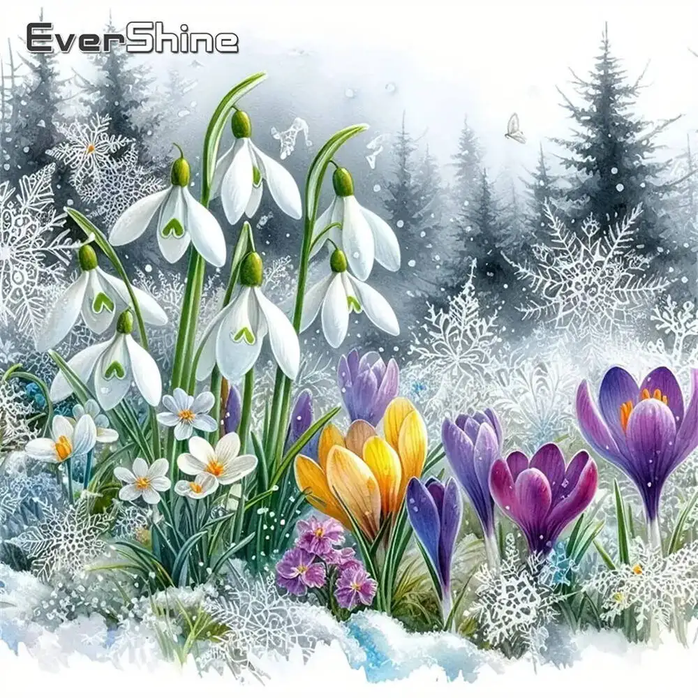 Evershine Diamond Mosaic Flower Cross Stitch Kits DIY Full Square Round Diamond Painting Lily Of The Valley Decor For Home