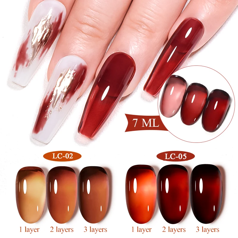LILYCUTE 7ML Jelly Amber Gel Brown Winter Crystal Nail Polish Translucent Color Nail Art Gel Permanent UV Gel Polish Varnish image 4