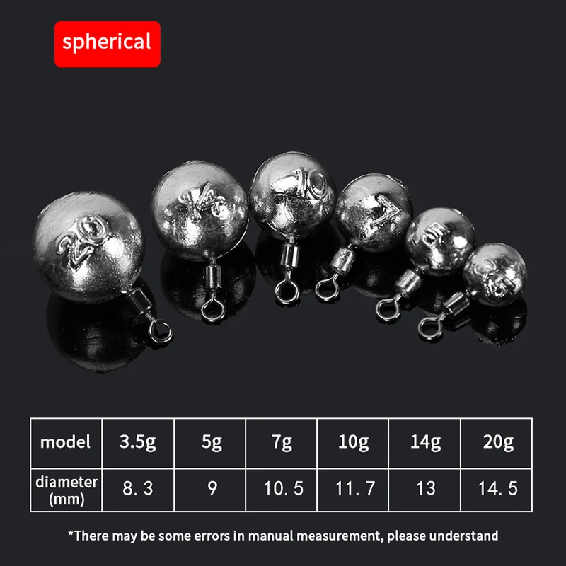 10 قطعة/صندوق الصيد الغطاسون 2.5 جرام-3.5 جرام-5 جرام-7 جرام-10 جرام-14 جرام-20 جرام جولة الصلبة الرصاص الغطاسون مساعد الصيد معالجة اكسسوارات بالجملة #6