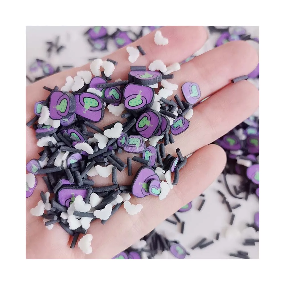Halloween Mixed Slice Polymer Clay Bat, Green Medicine Jar, Hot Clay Sprinkles for Crafts Making, DIY Nail Art Decoration