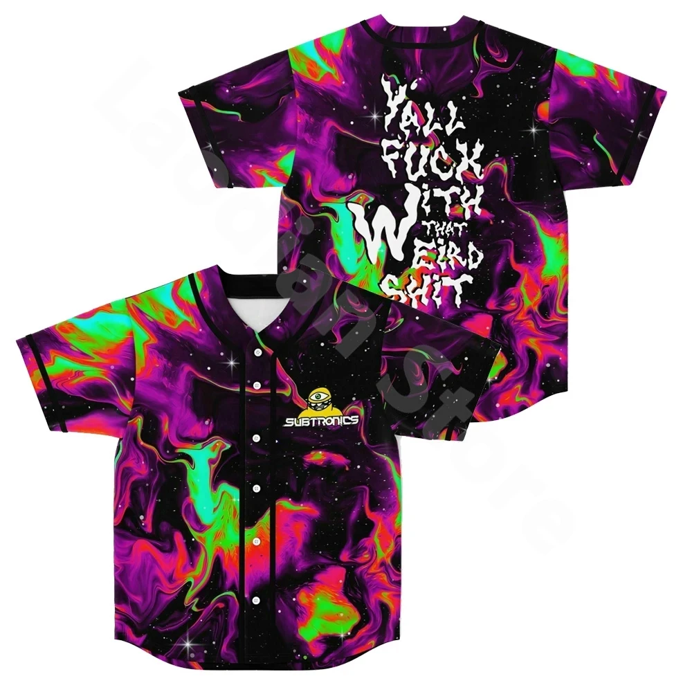 Subtronics странный бейсбольный трикотаж, уличная одежда, рубашки с v-образным вырезом, 3D куртка для косплея, модная бейсбольная форма с v-образным вырезом и короткими рукавами в стиле хип-хоп