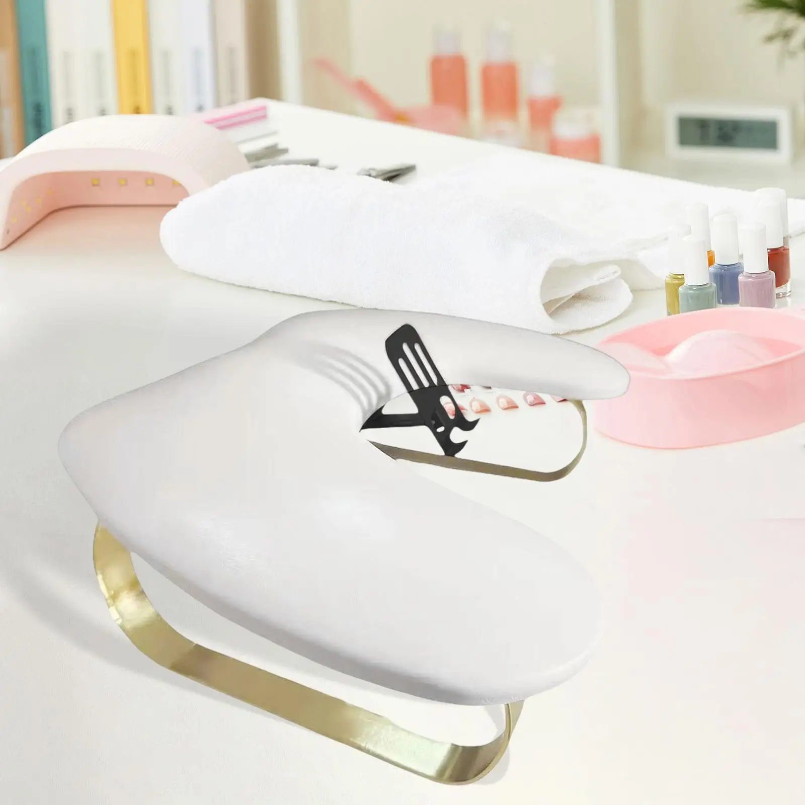 Nail Arm Rest Hand Pillow Compact with Adjustable Phone Holder PU Leather Non Slip Elegant Soft Manicure Pillow U Shaped