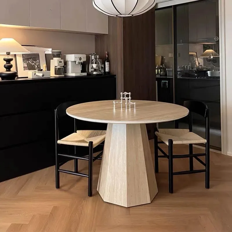 

Unique Minimalist Dining Table Design Modern Round Living Room Dining Table Set Luxury Wooden Tavolo Pranzo Furniture For Home