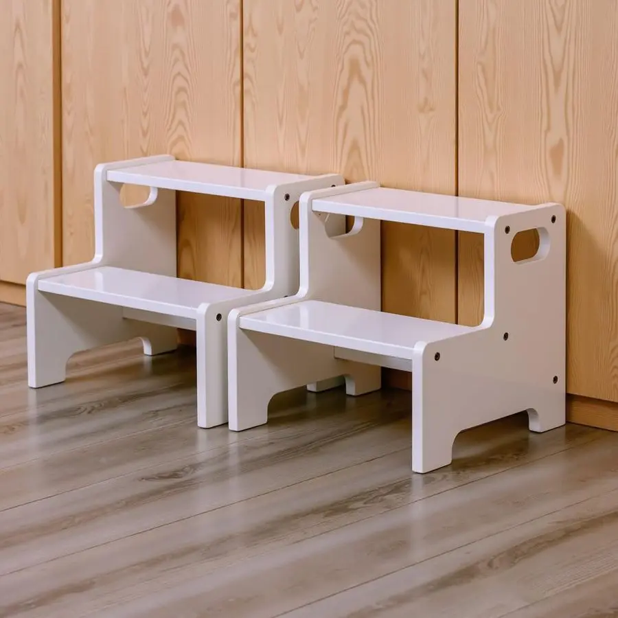 

Step Stool for Kids Adults,Supports 300 lbs Kids Toddler Stepping Stool for Toilet Kitchen Bed,White 2 Packs