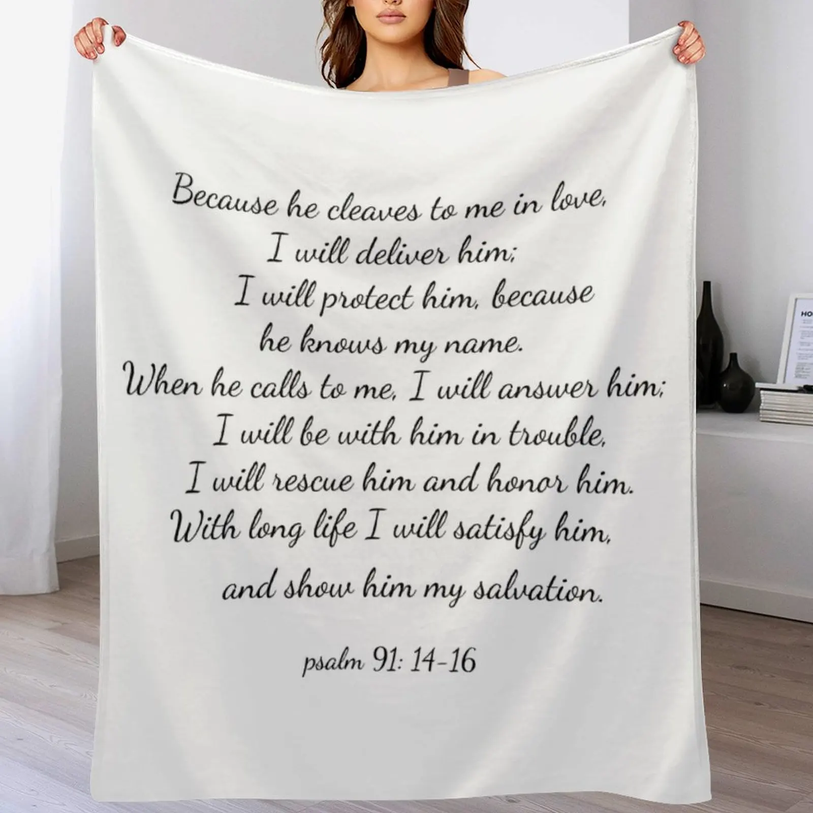 

Psalm 91:14-16 t Throw Blanket heavy to sleep Hairys Soft Plush Plaid Decorative Beds Blankets