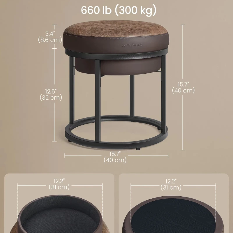 Home ottoman round dresser with reversible top round side end coffee table