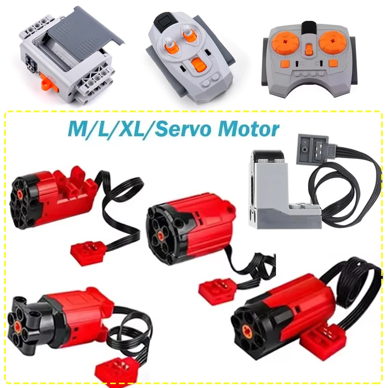 

Motor Remote Control Set Technology Blocks Parts M/L/XL/Servo Motors With Battery Box MOC Bricks Power Function Toys Accessories