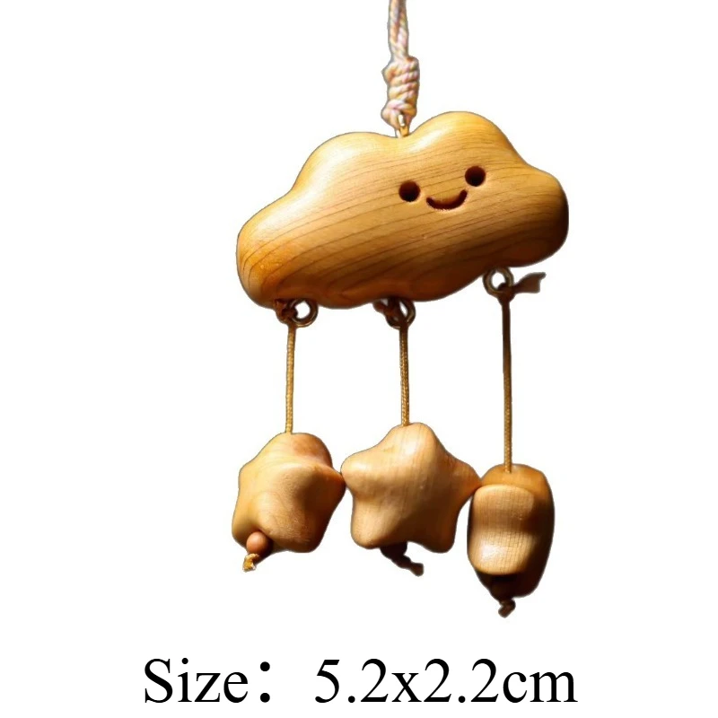 1 PC Cute Cliff Thuja Wood Star Cloud Pendant Car Hanging Ornament New Interior Decor Rearview Mirror Charm Home Desk Decoration
