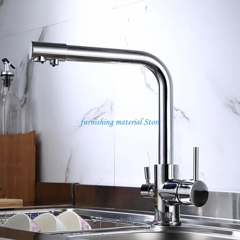 

Y5GD Kitchen Drinking Water Faucet Filter Purifier Faucets Double Water Outlet Hot and Cold Mixer Sink Tap