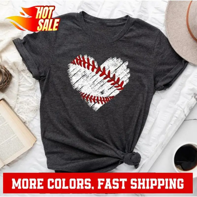 

Baseball Distress HearT T Shirt Mom H