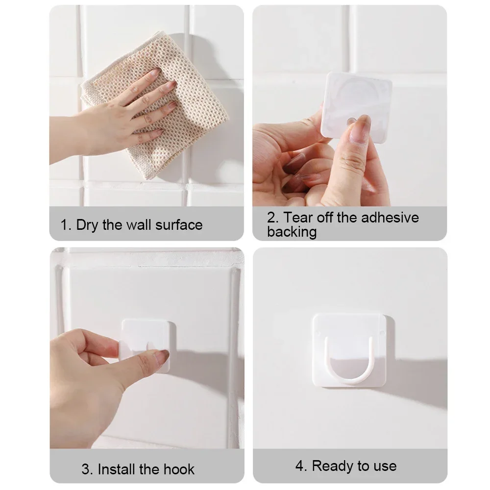 1/2/5/10 Pairs Strong Curtain Rod Bracket Holders Wall Adhesive Hooks Closet Clothes Rails Fixed Clip Shower Rod Hanging Rack