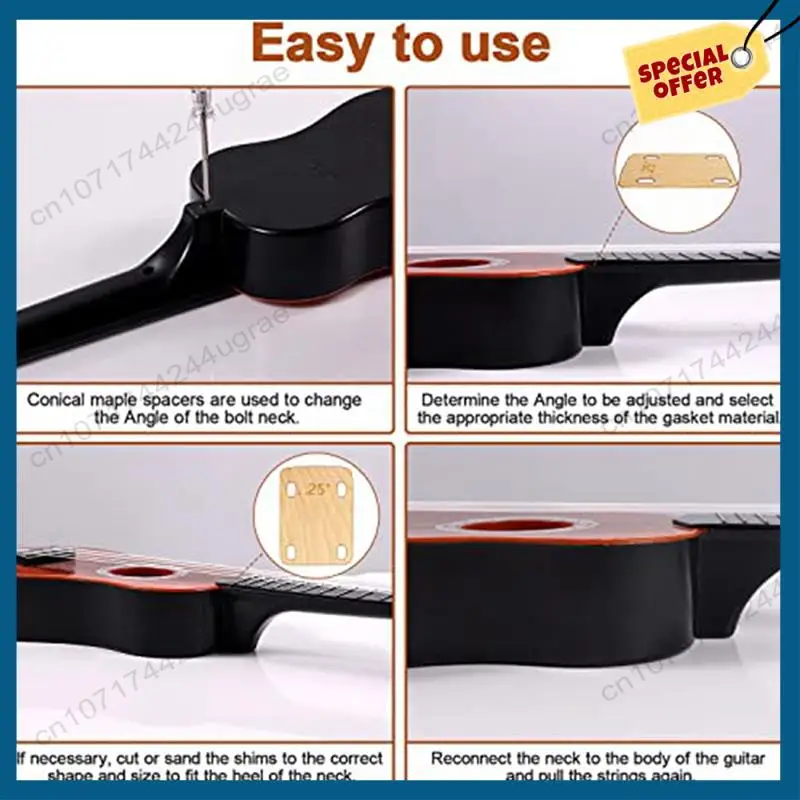 

-A15I 12Pcs Guitar Neck Shims, Solid Maple Wood Guitar Neck Shim Protection 0.25, 0.5 And 1 Degree Guitar Neck Plate Tool