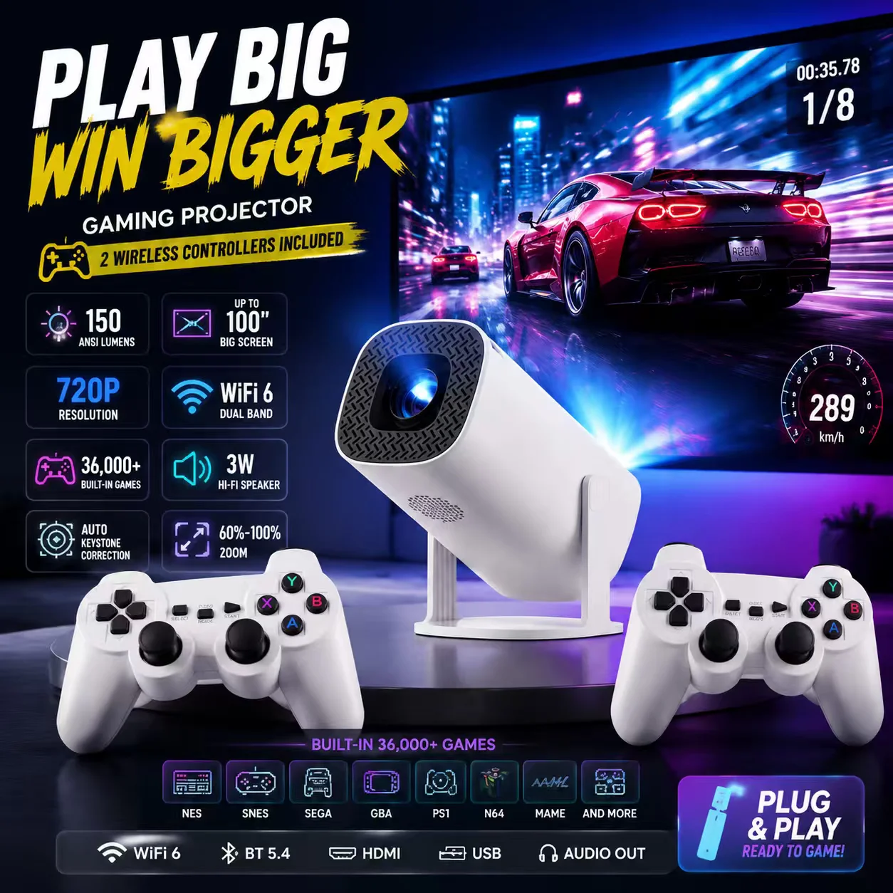 Retro Gaming With Projector - LINGLAN P30MAX 4K LED Short Throw
