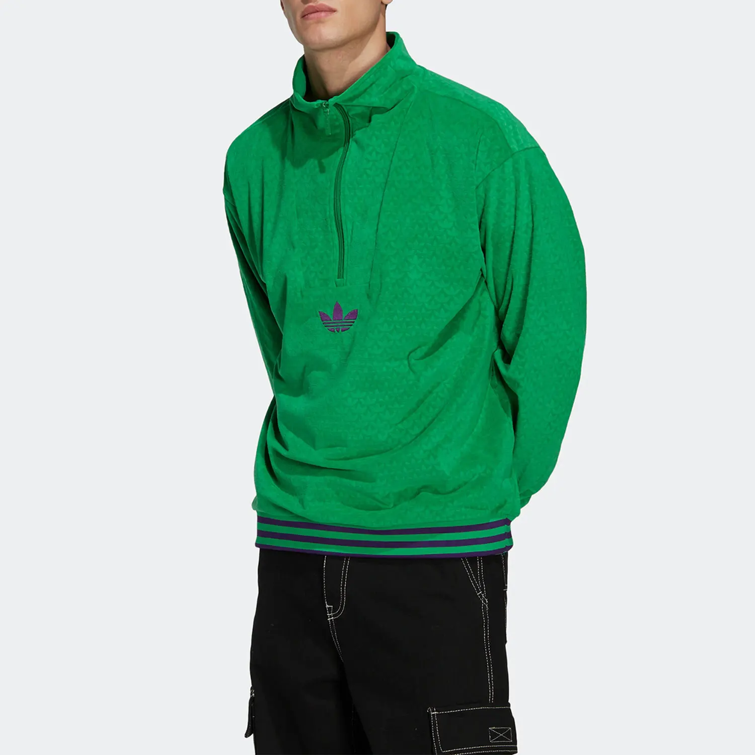 Adidas Originals Trefoil Men's Sports Casual Stand Collar Sweatshirt IB3420