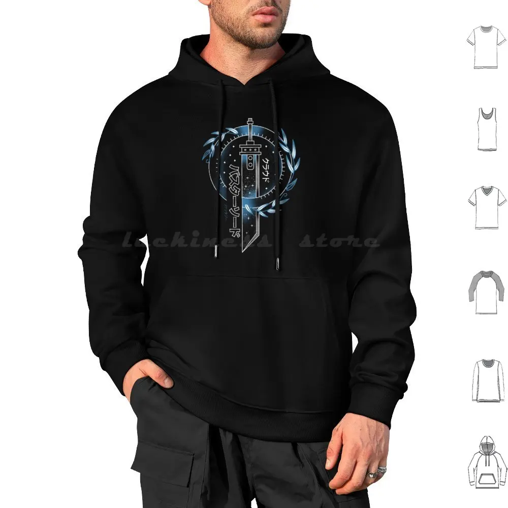 Sudadera con capucha de manga larga con emblema de tatuaje de espada Buster, Final Fantasy, Final Fantasy 7, Final Fantasy Vii Ff7 Ffvii Cloud Strife