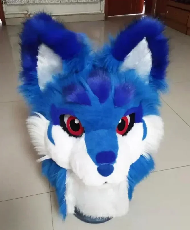 العلامة التجارية الجديدة أفخم الحيوان رئيس أجش الثعلب التميمة رئيس حفلة الهالوين تأثيري الكرتون الشكل عرض الأداء فقط الرأس