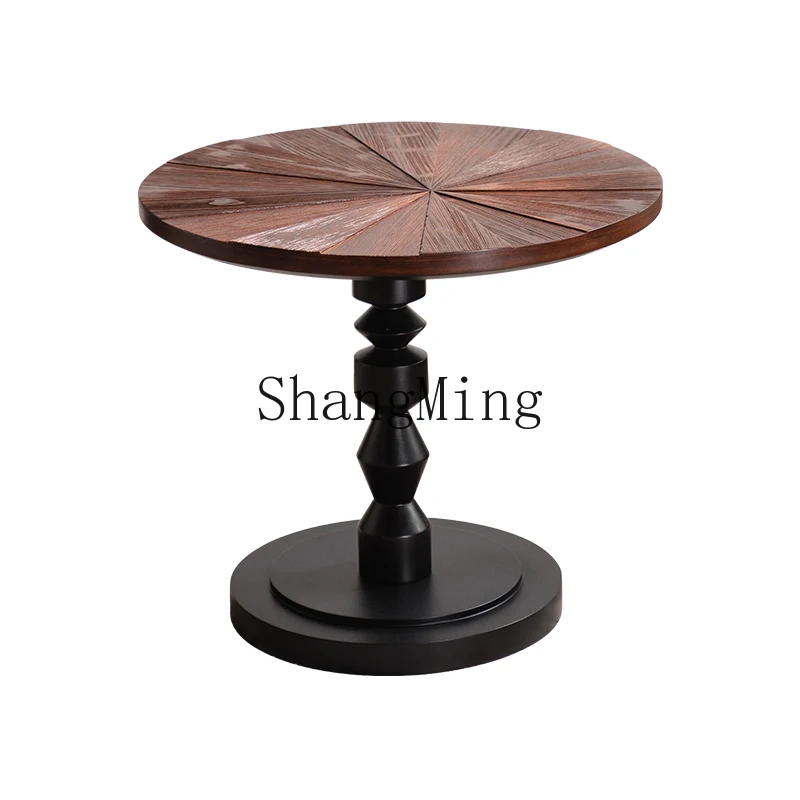 

CL antique sofa side, wabi-sabi retro old solid wood small coffee table balcony coffee shop table
