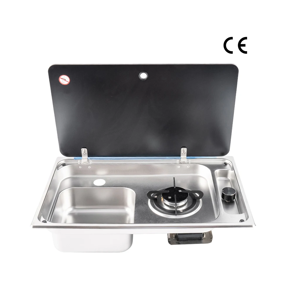 CE Certification JDA Custom Compact Caravan Boat Yacht Van Camper RV Gas Stove And Sink With Cover