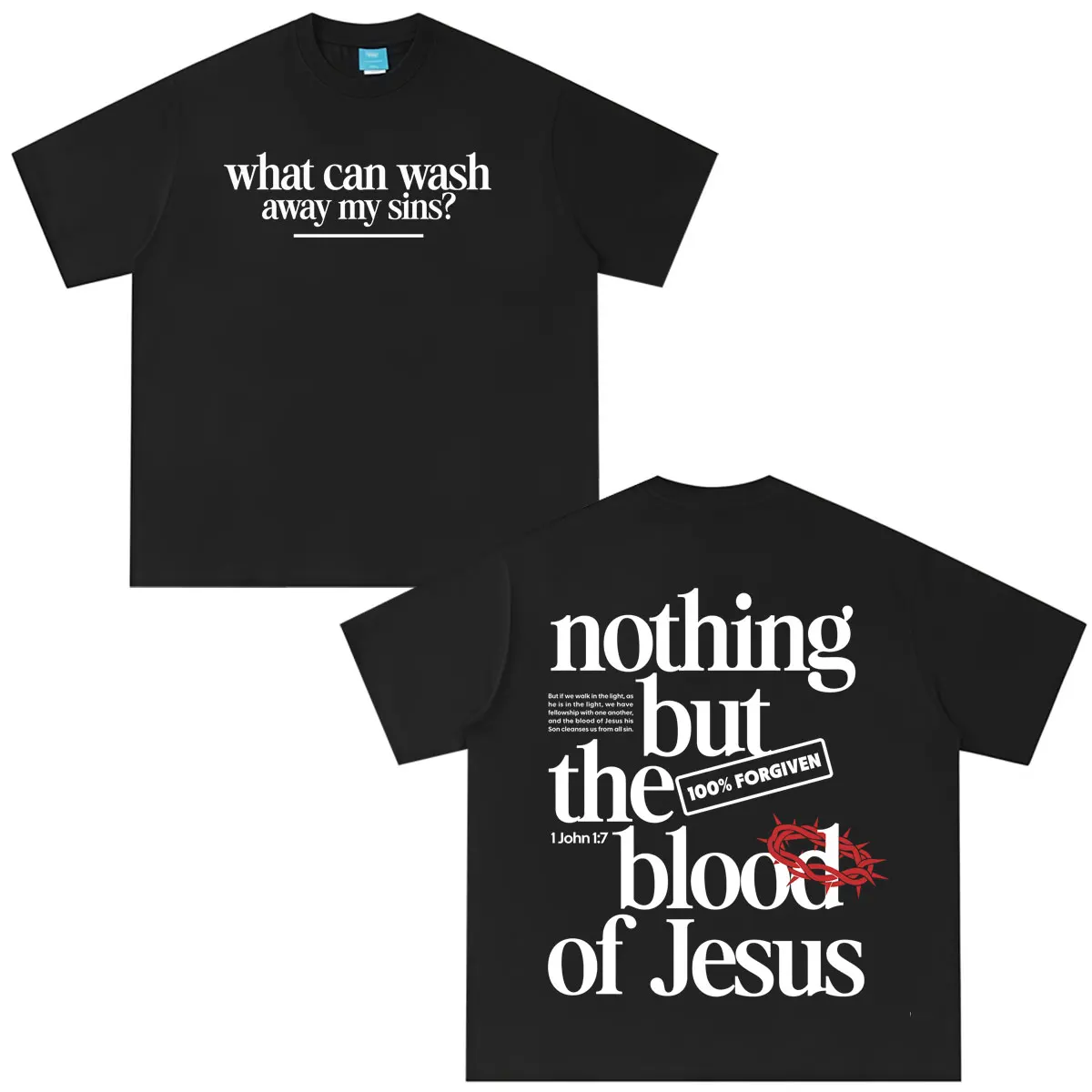 Nothing But The Blood of Jesus Christian Graphics T-shirts Men Women Vintage Comfort T Shirt High Quality Cotton Loose T Shirts