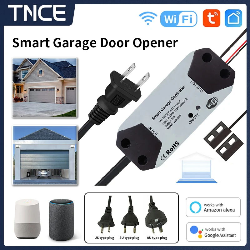 TNCE Tuya WIFI Garage Door Opener Controller, Remote control switch Module, smart life app, Voice with Alexa Echo Google Home