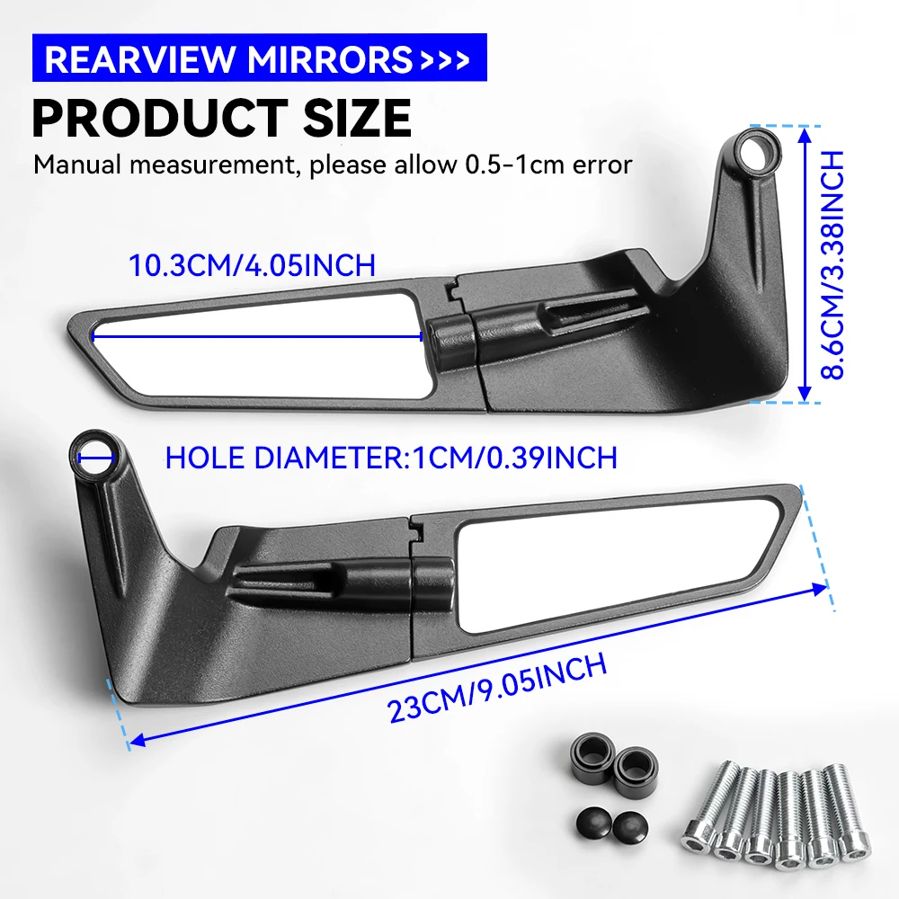 

For Suzuki GSX-S1000 GSXS1000 Accessories Stealth Mirrors Sports Winglets Kit Adjustable Mirrors Wing Mirrors