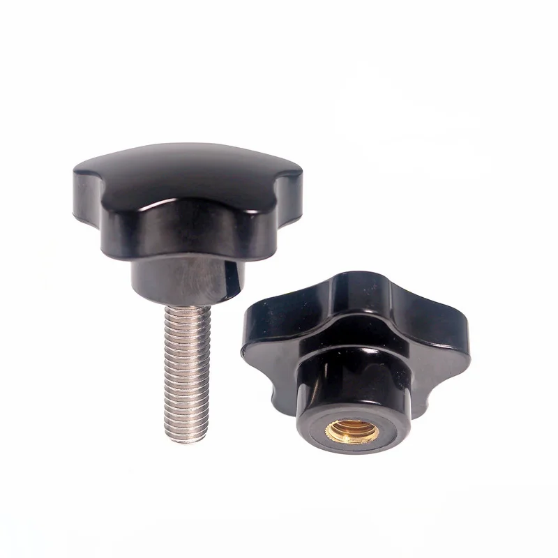 Iron-Zinc Pentagonal Plum Handle Screw M8 M10 M12 Bakelite Hand Tighten Thumb Bolt Adjustable
