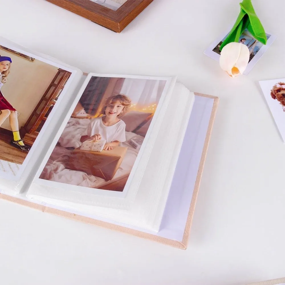 6 Inch 100 Pockets Photo Album Laminated Large Capacity Slip-in Picture Albums Insert Pocket Cloth Cover Picture Album