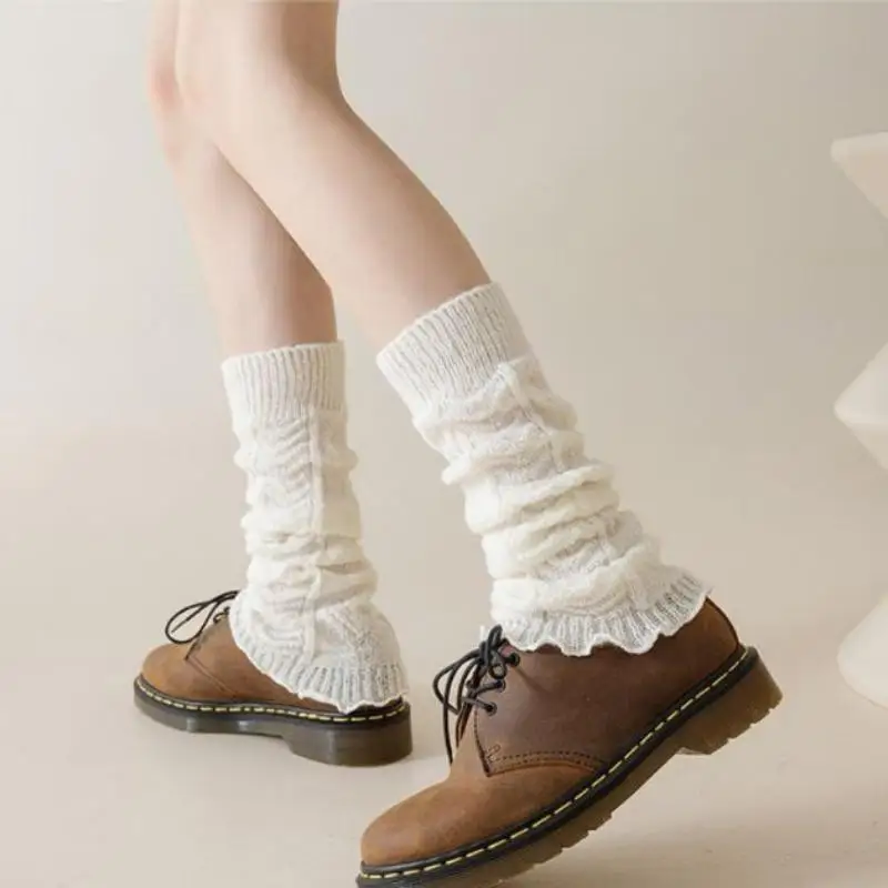 

Гетры женские осенне-зимние наколенники из конопли с цветами для девочек, спортивные защитные вязаные мягкие теплые длинные носки для девочек, новинка