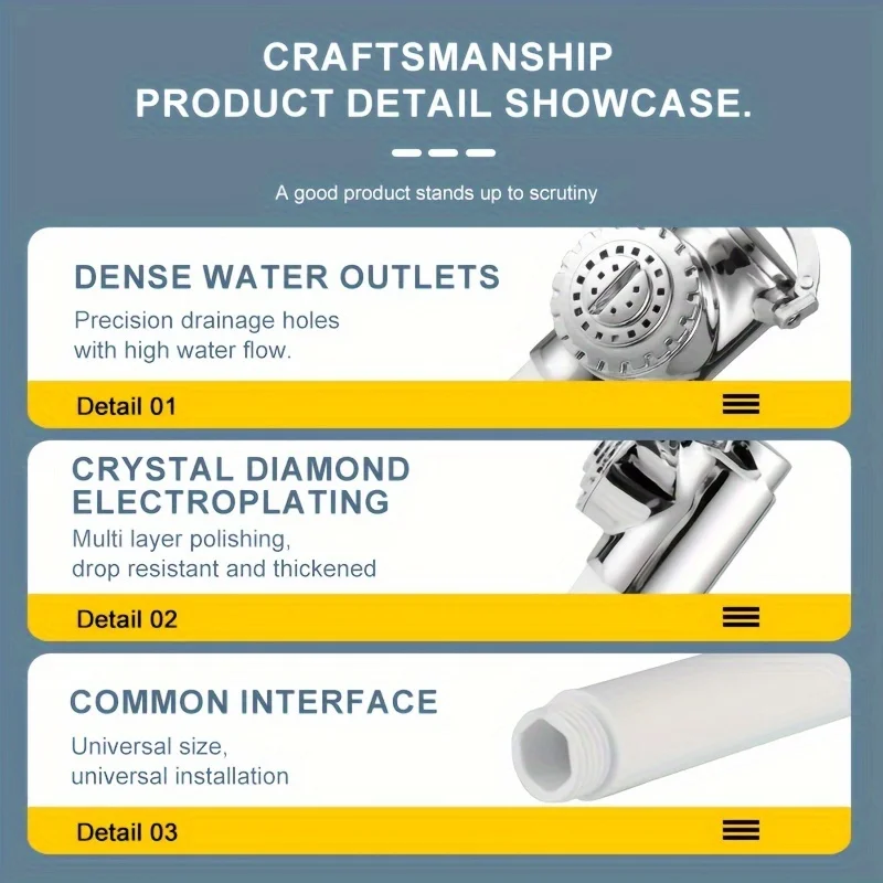 Handbrause aus Edelstahl für Wohnmobil, Boot, Hochdruck, wassersparendes Spray, Wohnmobil, Wohnwagen, Marine, Außendusche