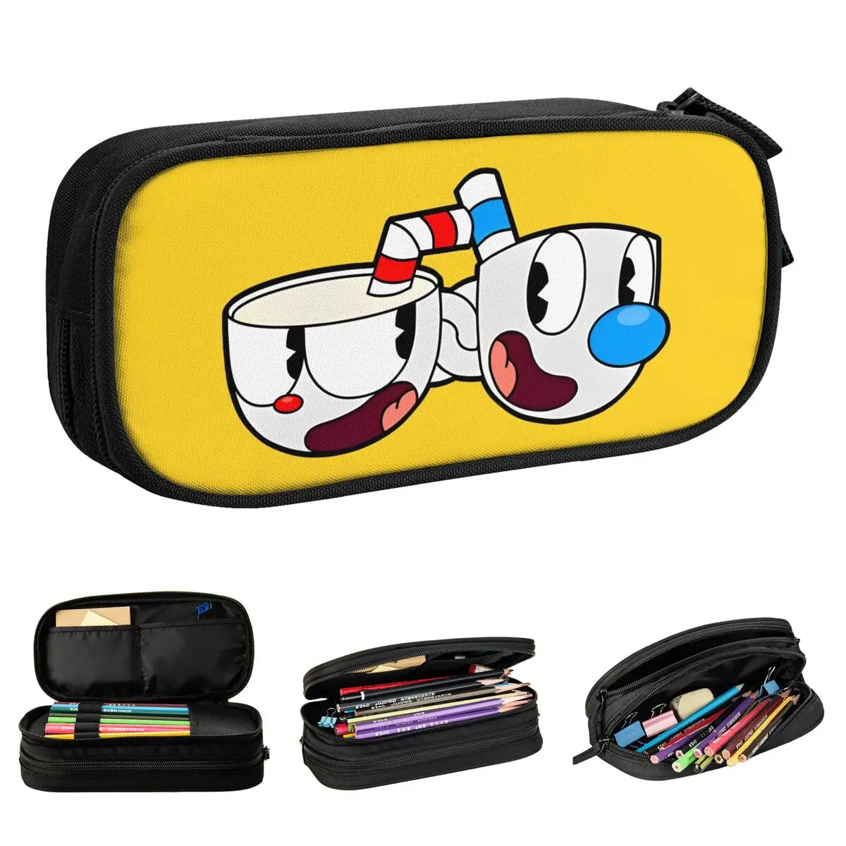 

Mugman CupHead Pencil Case Fun Game Pen Holder Bags Kids Big Capacity School Supplies Cosmetic Pencil Pouch