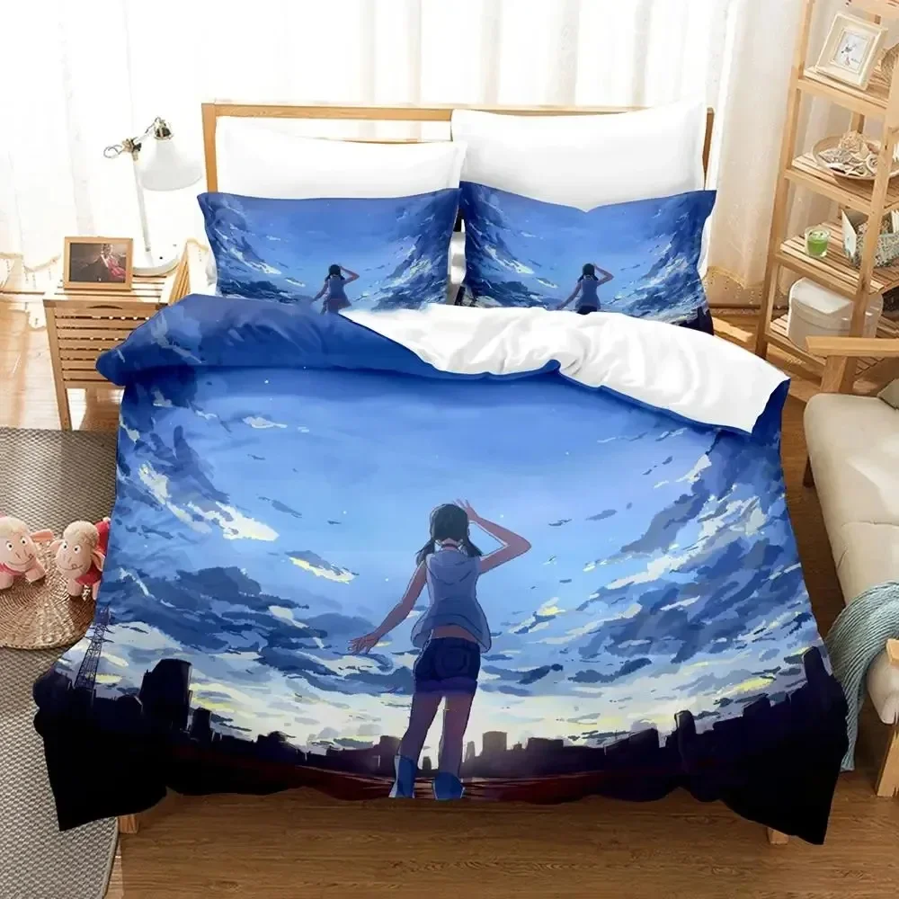 

3d Anime Weathering with You Bedding Set Duvet Cover Bed Set Quilt Cover Pillowcase Comforter king Queen Size Boys Adult Bedding