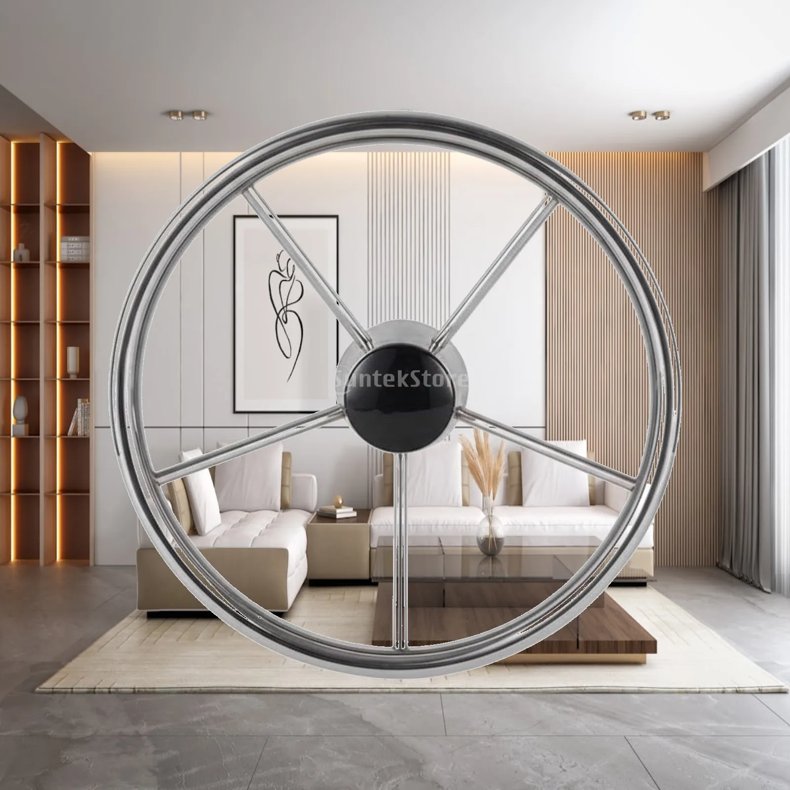 Saltwater Boat Steering Wheel 316 Stainless Steel Yacht Wheel with PU Foam Surface and Smooth Rotating Knob for Boats