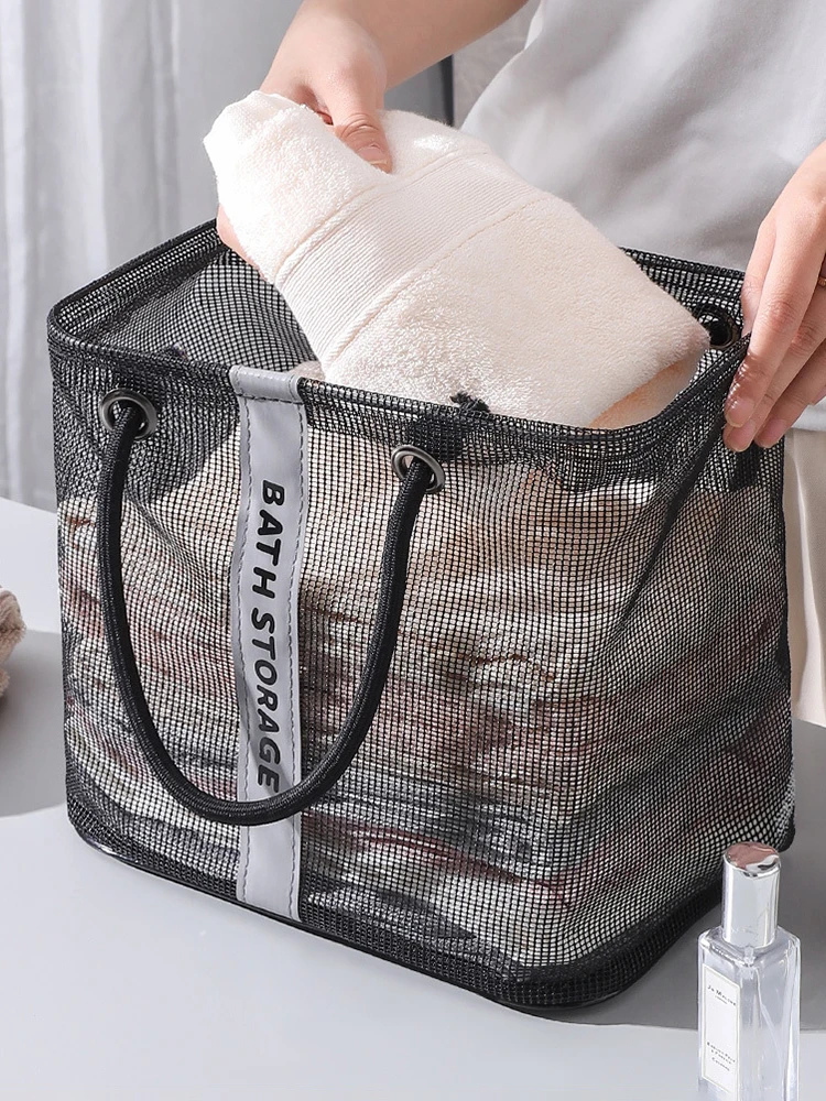 Zusammenklappbarer Mesh-Abflusskorb, 2-in-1, Reise-Toilettenartikel, Schwimmen, Organizer, großer tragbarer Tragegriff, umweltfreundliche Aufbewahrung – Detail 5