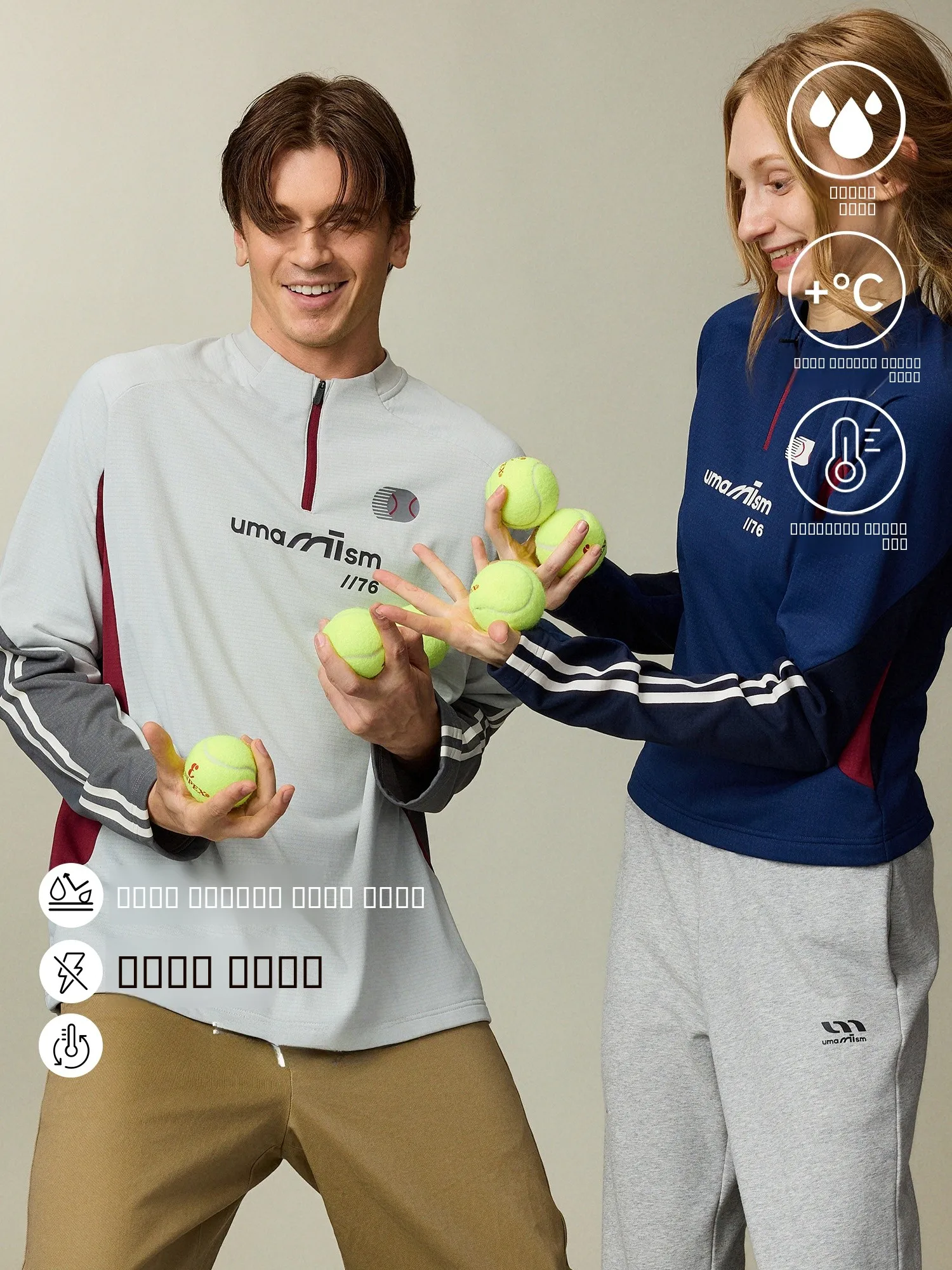 

UMISM Fce Lined Long Sve Fitn Cycling T-irt f Zip Thermal Qui Dry Casual Sle Polyester Spandex Blend T-irt