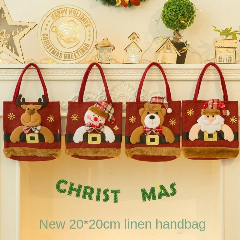 2025 Christmas New Portable Apple Bag Christmas Eve Creative Candy Gift Bag Children's Portable Small Gift Bag Christmas Handbag