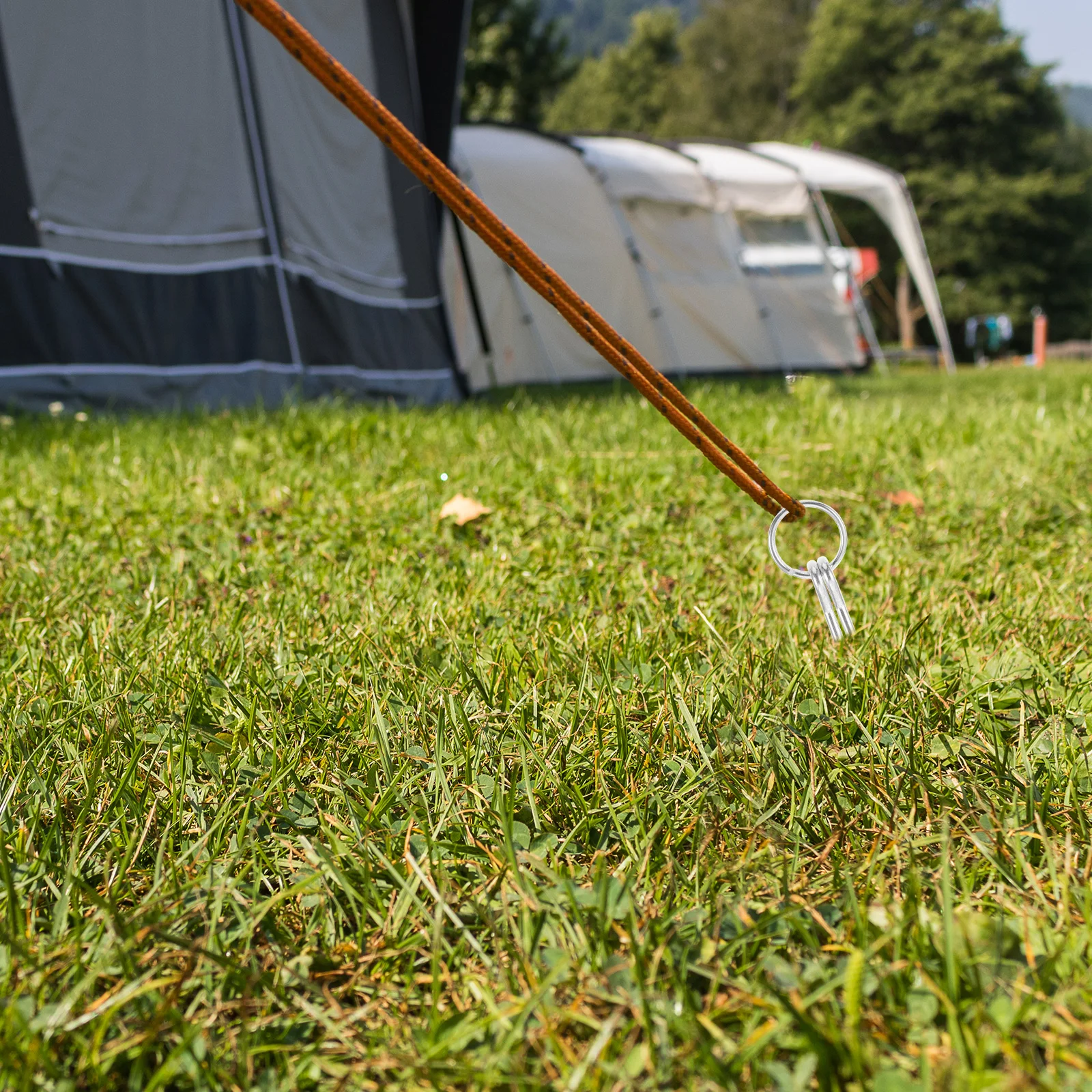 

10pcs Iron Tent Pegs Set Wear-Resistant Rope Connect For Outdoor Camping Lightweight Stable Accessories