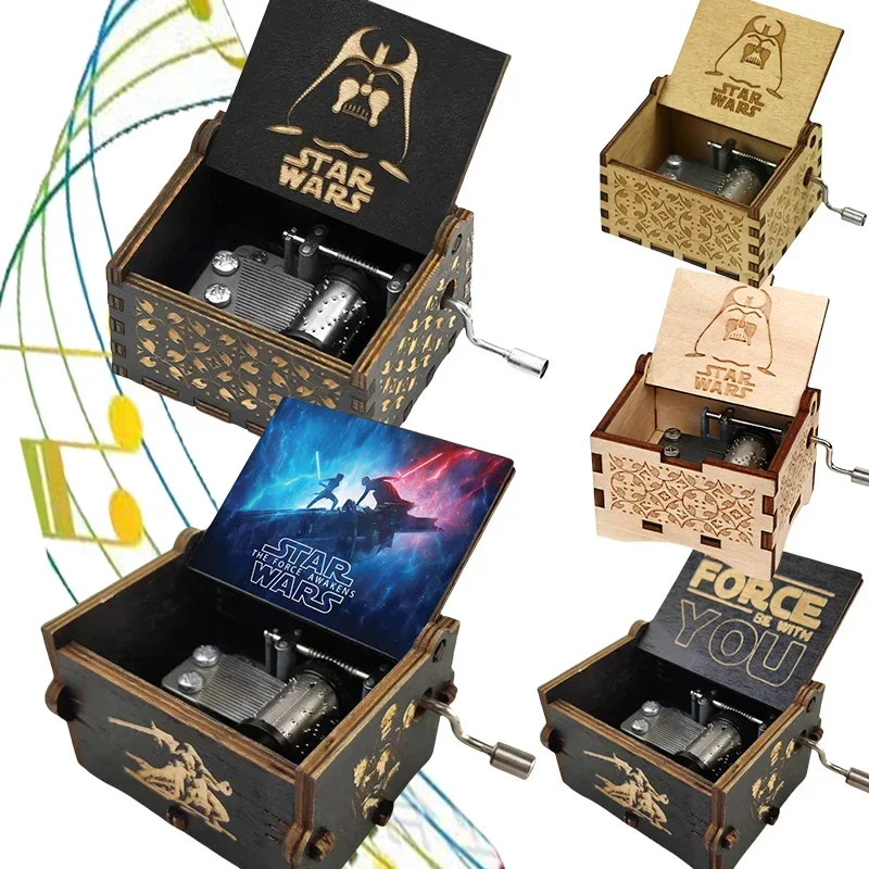 스타 워즈 스톰 트루퍼 테마 뮤직 박스 미니 핸드 와인드업 무브먼트 옥타브 박스 나무 뮤직 박스 친구 커플 어린이 생일 선물