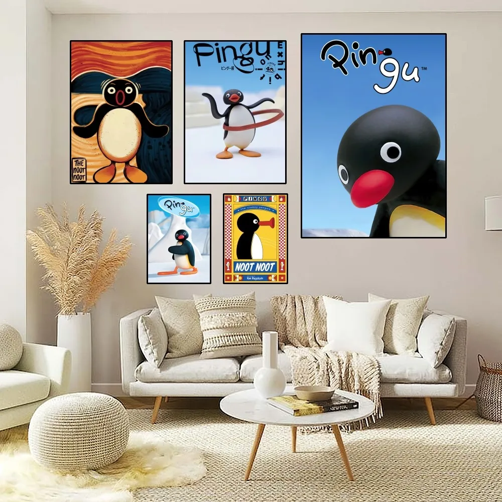 

Cartoon P-Pingu Penguin Cute Poster Home Room Decor Aesthetic Art Wall Painting Stickers