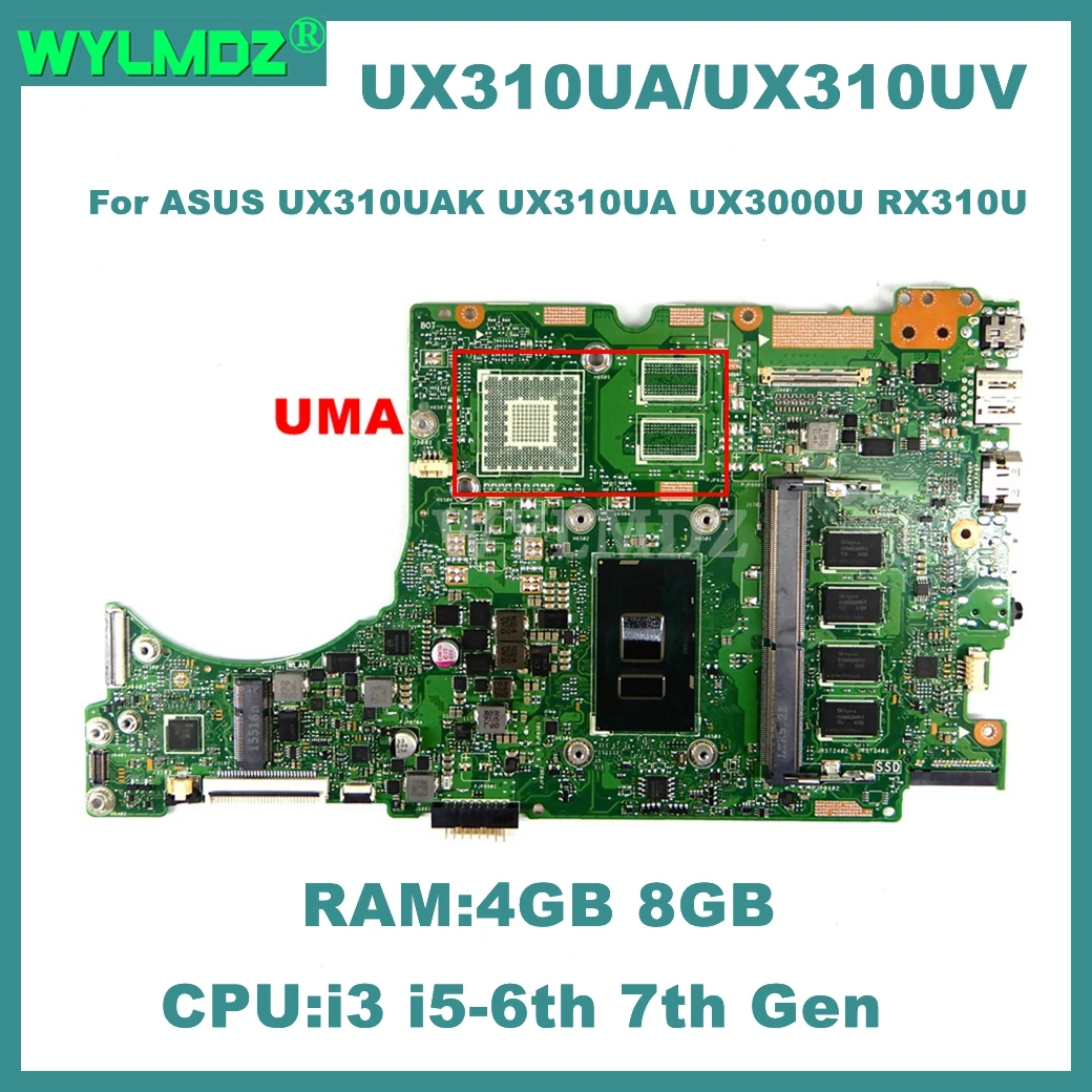 UX310UV Motherboard for ASUS UX310U UX310UA UX3000U RX310U with i3 i5-6th 7th Gen CPU Processor RAM-4G 8G 90 Days Warranty