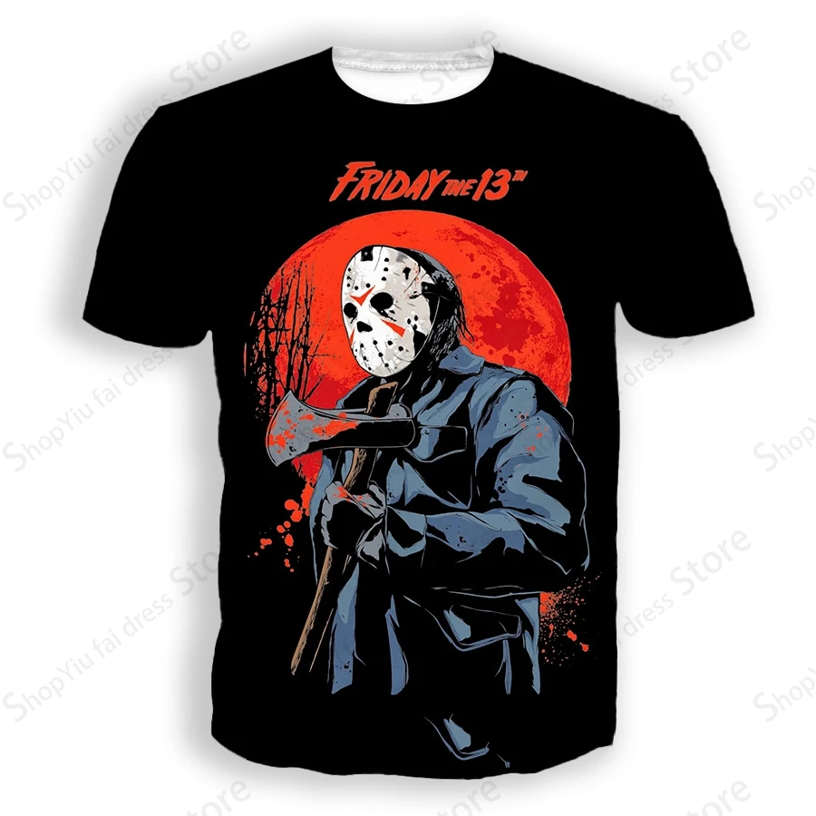 فيلم القاتل جيسون فورهيس الجمعة 13TH ثلاثية الأبعاد تي شيرت مطبوع الرجال النساء موضة تي شيرت الاطفال الهيب هوب تي شيرت الصبي التي شيرت الصيف