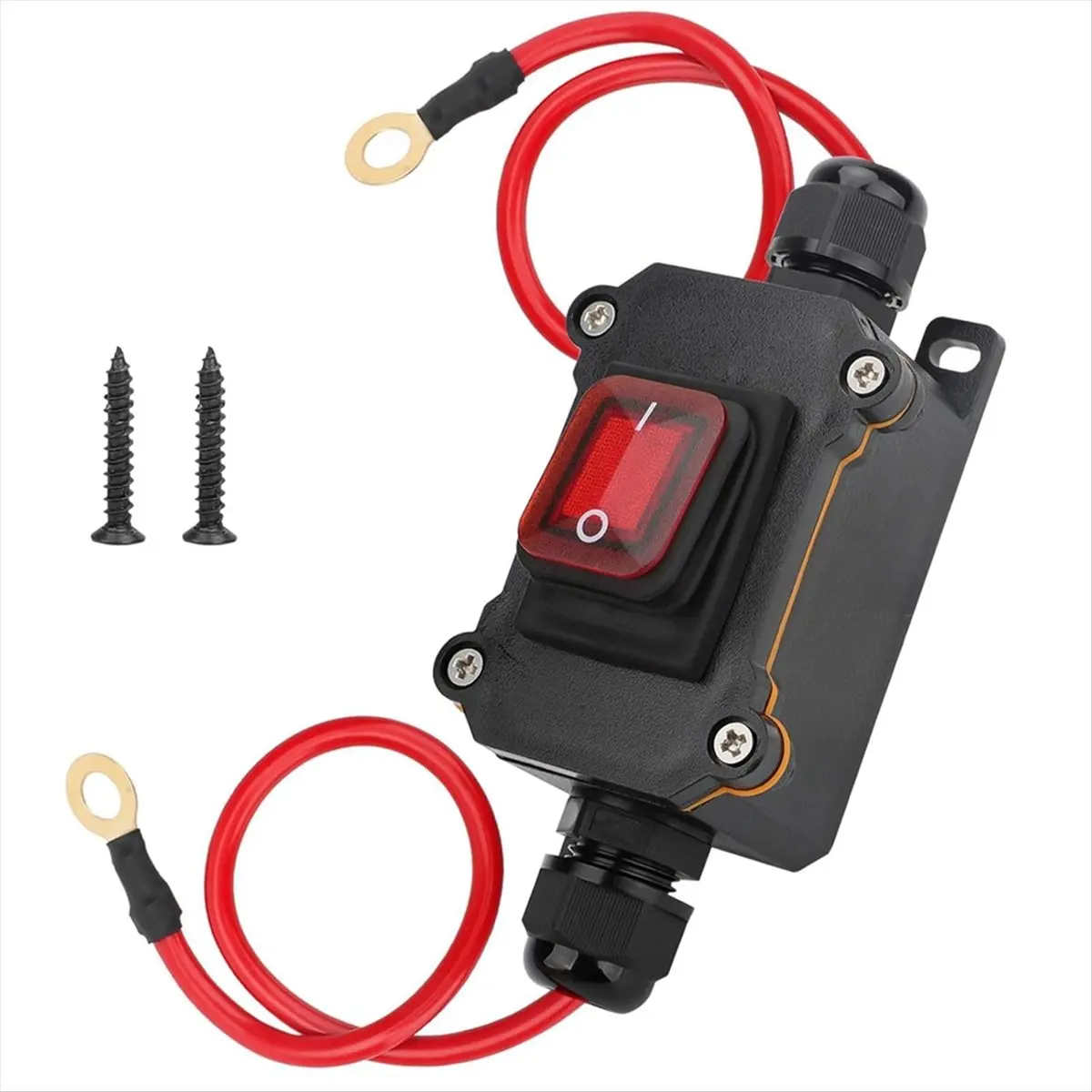 A20I Waterproof Inline Cord Switch, DC12-24V DPST on Off Toggle Switch with Red Light & 10 AWG Cable Wire for Outdoor
