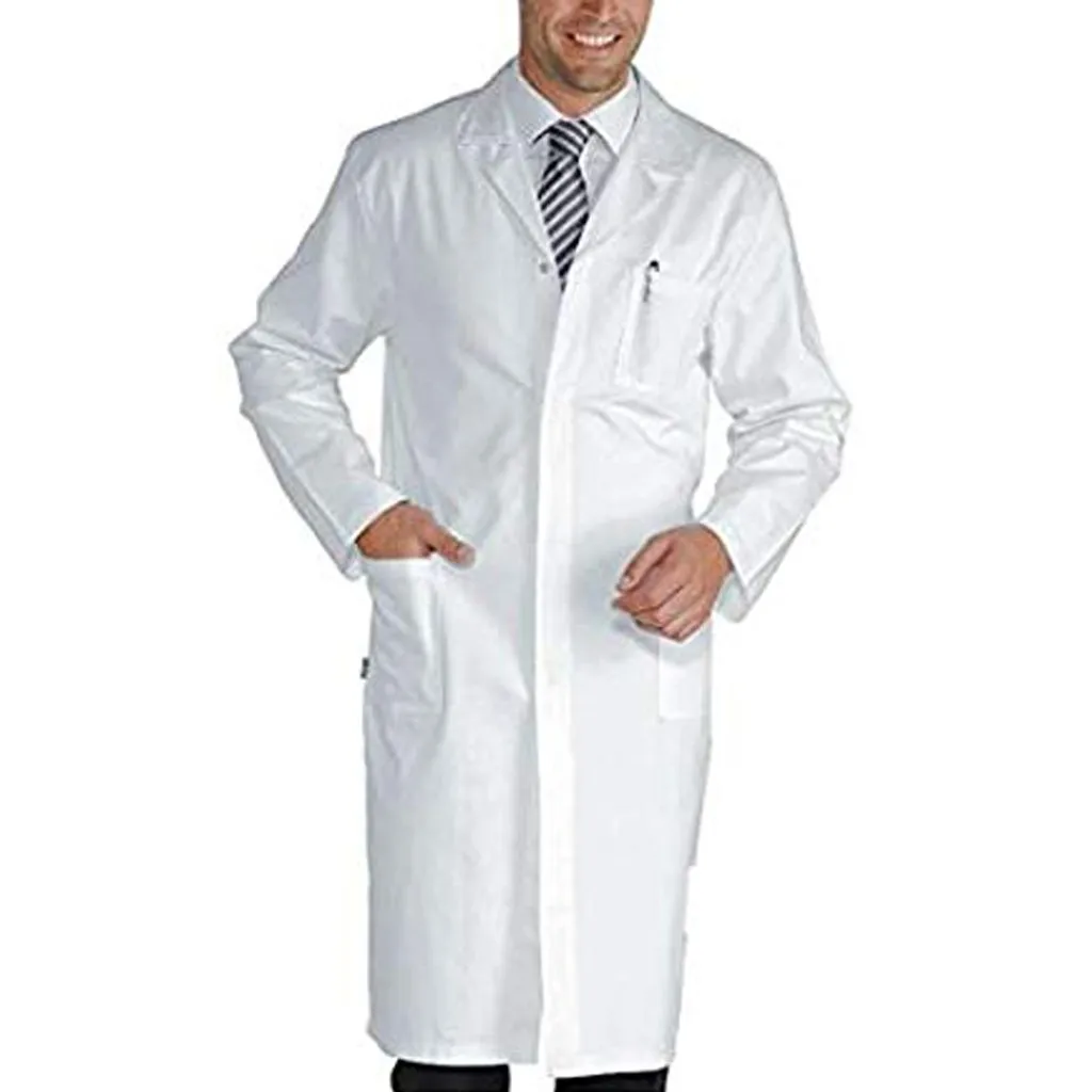 Abrigo de laboratorio, monos de enfermera de química universitaria, abrigo blanco, uniforme de médico de manga larga, blusa de Color liso, monos grandes