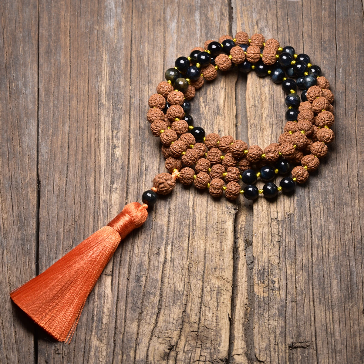 Authentic Genuine Rudraksha Mala 5 face Panchamukhi 108 Beads Japamala Ornament Rosary Japa Mala Necklace Puja Prayer Meditation