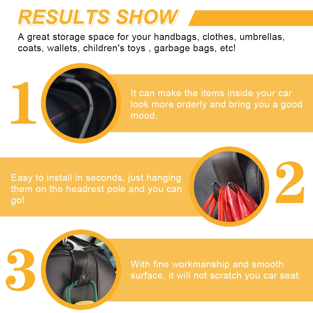 

4pcs Car Storage Hooks Pp Material Seat Headrest Hangers For Coats Umbrellas Easy Install No Scratch Car Back Seat Hooks