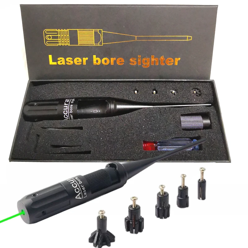 

Tactical Adjustable Green Dot Laser Sight Boresighter Bore Sighter Too Kit for Hunting.22 to .50 Caliber Caliber Rifle Gauge