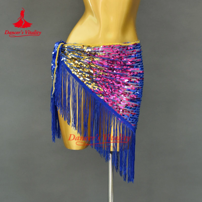 Nuevo cinturón de danza del vientre para mujer, bufanda de cadera con borlas de lentejuelas de Color degradado, accesorios de práctica de danza Oriental, cinturones de baile