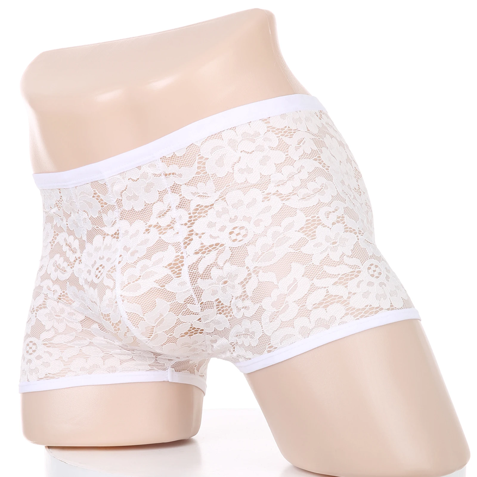 

Sexy Men's Underwear See-Through Transparent Boxer Shorts with U-Shaped Pouch Lingerie Lace Breathable Underpants Boxershort