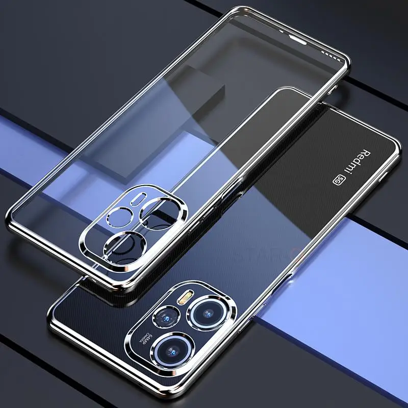 Pocof5 F5pro Luxury Plating Bumper Clear Case For Xiaomi Mi Poco F5 Pro 5g F4 F3 X4 Gt Soft Silicone Transparent Cover Poko F 5